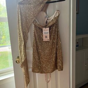 Oh Polly Caira mini dress in gold